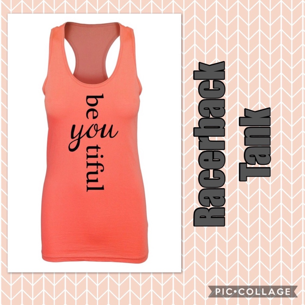 Beautiful you racerback tank top.  Coral color.